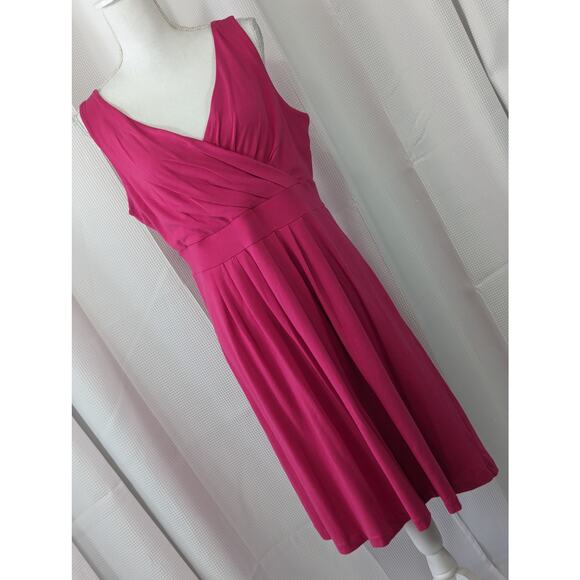 LANDS' END! FRESH, BRIGHT FUSCHIA PINK STRETCH KNIT, CRISS-CROSS SUN DRESS! SZ M - Picture 8 of 8